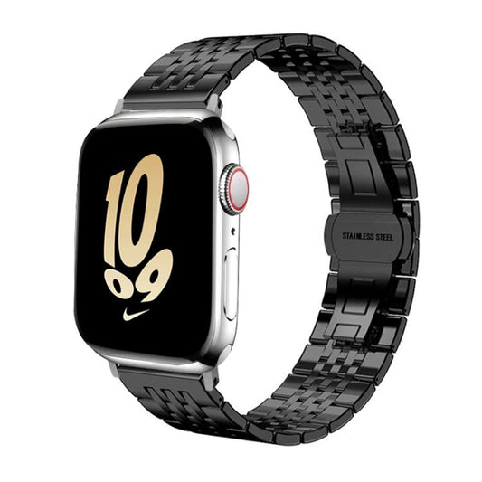 For Apple Watch 42 / 44 / 45 / 46 / 49mm 22mm xDfind Seven-bead Solid Stainless Steel Watch Band(Black) by xDfind