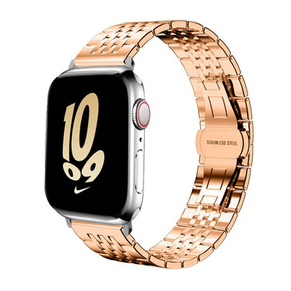 For Apple Watch 42 / 44 / 45 / 46 / 49mm 22mm xDfind Seven-bead Solid Stainless Steel Watch Band(Rose Gold) by xDfind