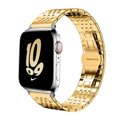 For Apple Watch 38 / 40 / 41 / S10 42mm 20mm xDfind Seven-bead Solid Stainless Steel Watch Band(Gold) by xDfind