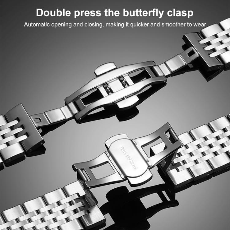 For Apple Watch 38 / 40 / 41 / S10 42mm 20mm xDfind Seven-bead Solid Stainless Steel Watch Band(Silver) by xDfind