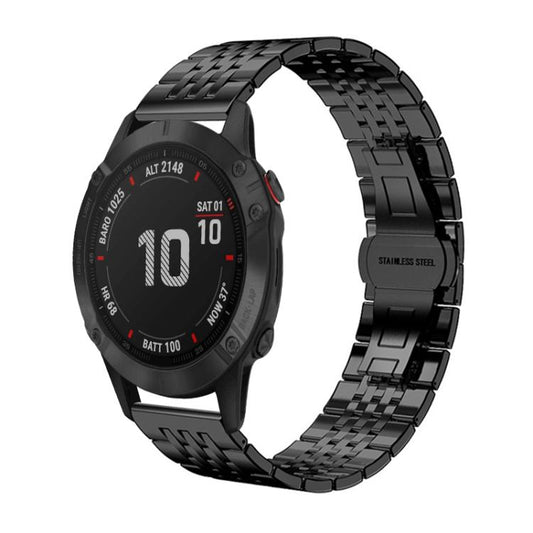 For Garmin Fenix 8/7X/6X/5X 26mm 22mm xDfind Seven-bead Solid Stainless Steel Watch Band(Black) by xDfind