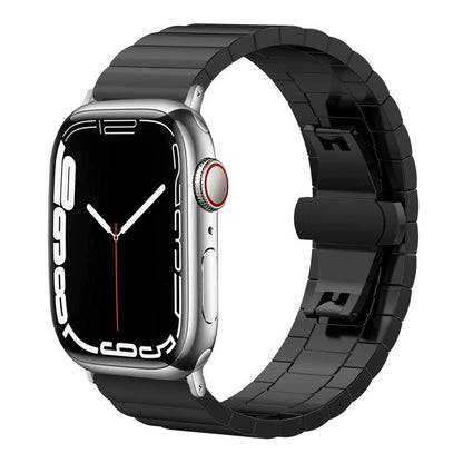 For Apple Watch 42 / 44 / 45 / 46 / 49mm 22mm xDfind One-bead Bamboo Solid Stainless Steel Watch Band(Black) by xDfind