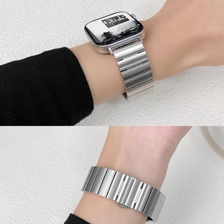 For Apple Watch 42 / 44 / 45 / 46 / 49mm 22mm xDfind One-bead Bamboo Solid Stainless Steel Watch Band(Black) by xDfind