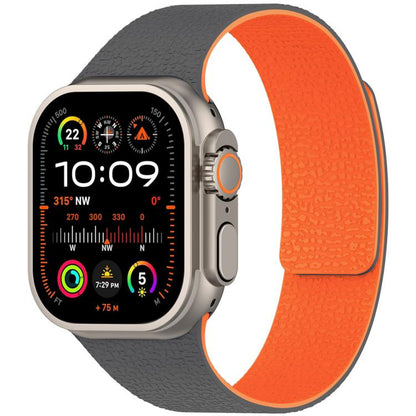 For Apple Watch 38 / 40 / 41 / S10 42mm xDfind Litchi Texture Magnetic Silicone Watch Band(Grey Orange) by xDfind