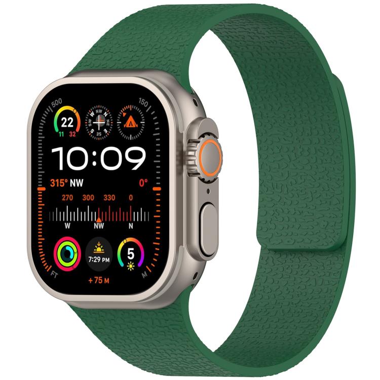 For Apple Watch 38 / 40 / 41 / S10 42mm xDfind Litchi Texture Magnetic Silicone Watch Band(Dark Green) by xDfind