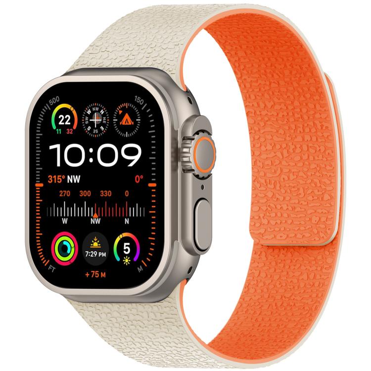 For Apple Watch 38 / 40 / 41 / S10 42mm xDfind Litchi Texture Magnetic Silicone Watch Band(Starlight Orange) by xDfind