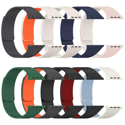 For Apple Watch 42 / 44 / 45 / 46 / 49mm xDfind Litchi Texture Magnetic Silicone Watch Band(Starlight Orange) by xDfind