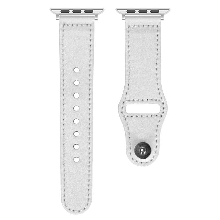 For Apple Watch 46mm / 49mm / 45mm / 44mm Reverse Buckle Genuine Leather Watch Band(White) by bashfashion