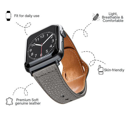 For Apple Watch 46mm / 49mm / 45mm / 44mm Reverse Buckle Genuine Leather Watch Band(White) by bashfashion