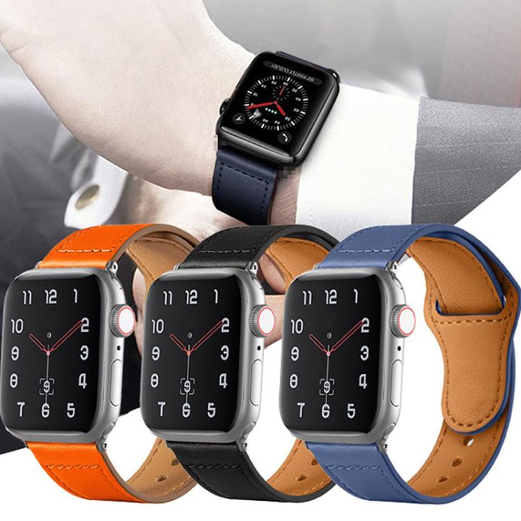 For Apple Watch 46mm / 49mm / 45mm / 44mm Reverse Buckle Genuine Leather Watch Band(White) by bashfashion