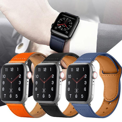 For Apple Watch 46mm / 49mm / 45mm / 44mm Reverse Buckle Genuine Leather Watch Band(White) by bashfashion