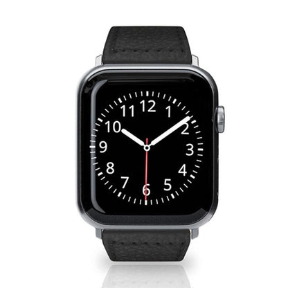 For Apple Watch 46mm / 49mm / 45mm / 44mm Reverse Buckle Litchi Genuine Leather Watch Band(Black) by bashfashion