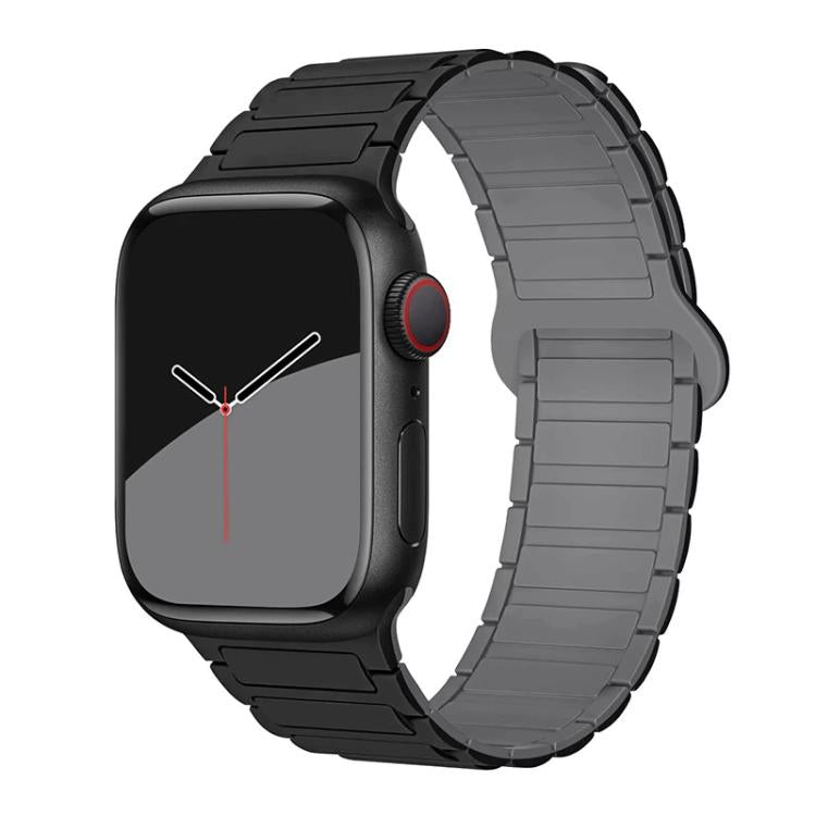 For Apple Watch 42 / 44 / 45 / 46 / 49mm xDfind Magnetic Three-bead Silicone Watch Band(Black Grey) by xDfind