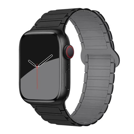 For Apple Watch 42 / 44 / 45 / 46 / 49mm xDfind Magnetic Three-bead Silicone Watch Band(Black Grey) by xDfind