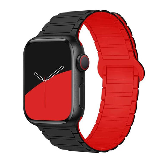 For Apple Watch 38 / 40 / 41 / S10 42mm xDfind Magnetic Three-bead Silicone Watch Band(Black Red) by xDfind