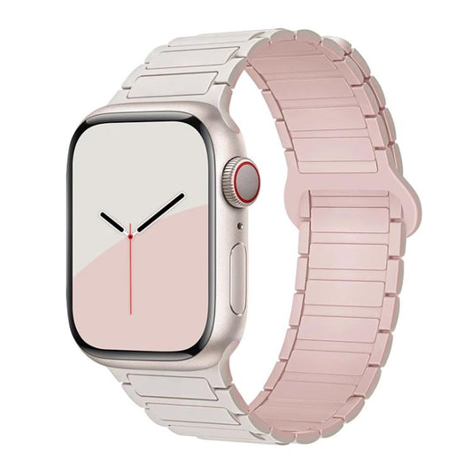 For Apple Watch 38 / 40 / 41 / S10 42mm xDfind Magnetic Three-bead Silicone Watch Band(Starlight Pink) by xDfind