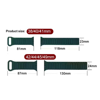 For Apple Watch 38 / 40 / 41 / S10 42mm xDfind Magnetic Three-bead Silicone Watch Band(Wine Red Black) by xDfind