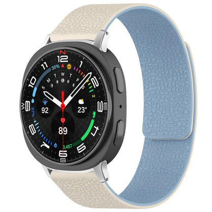 For Samsung Galaxy Watch Ultra/Ultra 2025 xDfind Litchi Texture Magnetic Silicone Watch Band(White Blue) by xDfind