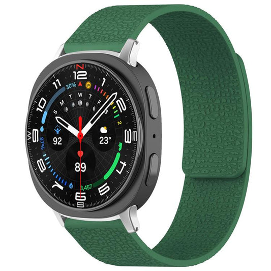 For Samsung Galaxy Watch Ultra/Ultra 2025 xDfind Litchi Texture Magnetic Silicone Watch Band(Dark Green) by xDfind