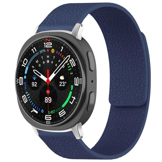 For Samsung Galaxy Watch Ultra/Ultra 2025 xDfind Litchi Texture Magnetic Silicone Watch Band(Midnight Blue) by xDfind