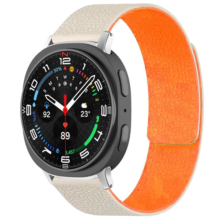 For Samsung Galaxy Watch Ultra/Ultra 2025 xDfind Litchi Texture Magnetic Silicone Watch Band(Starlight Orange) by xDfind