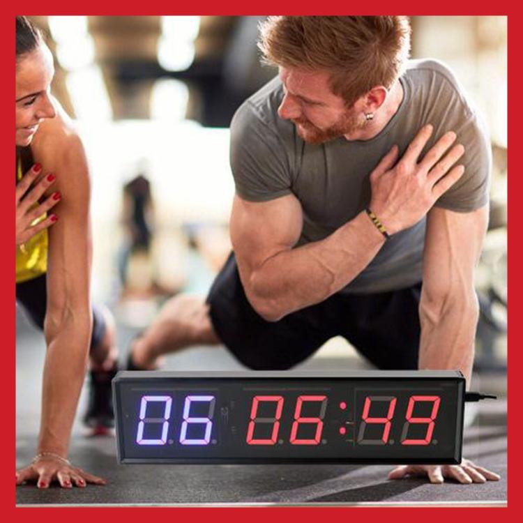 KYX--0018 Aluminum Alloy Shell 1.8 inch 6-digit LED Sports Fitness Multi-function Timer, Plug:AU Plug(Black) by bashfashion