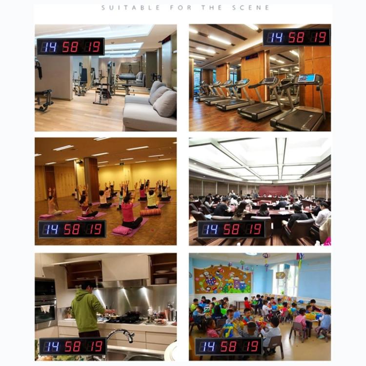 KYX--0018 Aluminum Alloy Shell 1.8 inch 6-digit LED Sports Fitness Multi-function Timer, Plug:AU Plug(Black) by bashfashion