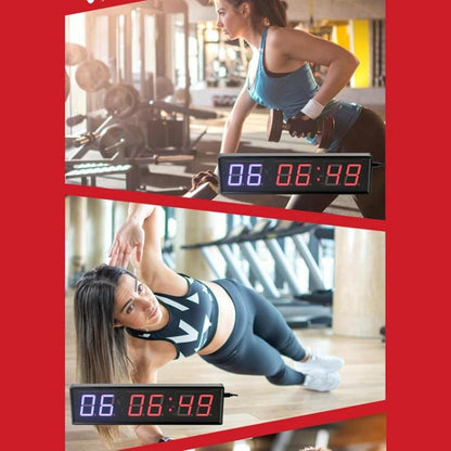 KYX--0018 Aluminum Alloy Shell 1.8 inch 6-digit LED Sports Fitness Multi-function Timer, Plug:EU Plug(Black) by bashfashion