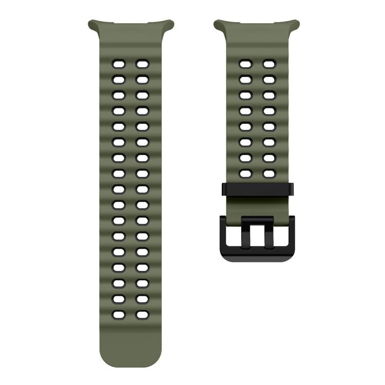 For Samsung Galaxy Watch8 / 8 Classic xDfind Black Buckle Ocean Two Color Dual-row Hole Silicone Watch Band(Army Green Black) by xDfind
