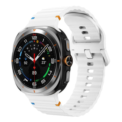 For Samsung Galaxy Watch Ultra 47mm / Ultra 2025 xDfind Wave Stitching Silicone Watch Band(White) by xDfind