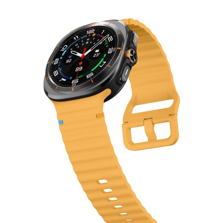 For Samsung Galaxy Watch Ultra 47mm / Ultra 2025 xDfind Wave Stitching Silicone Watch Band(Yellow) by xDfind
