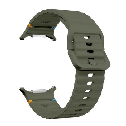 For Samsung Galaxy Watch Ultra 47mm / Ultra 2025 xDfind Wave Stitching Silicone Watch Band(Army Green) by xDfind