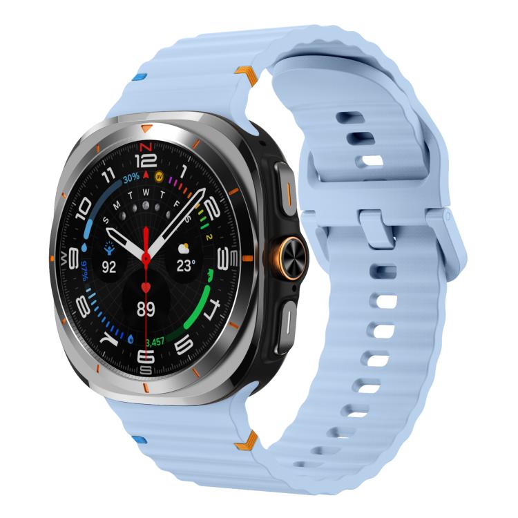 For Samsung Galaxy Watch Ultra 47mm / Ultra 2025 xDfind Wave Stitching Silicone Watch Band(Light Blue) by xDfind