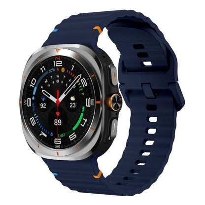 For Samsung Galaxy Watch Ultra 47mm / Ultra 2025 xDfind Wave Stitching Silicone Watch Band(Midnight Blue) by xDfind