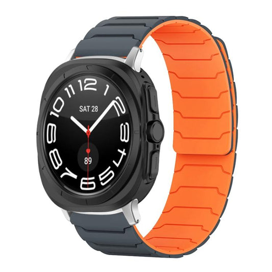 For Samsung Galaxy Watch Ultra / Ultra 2025 xDfind Magnetic Silicone Watch Band(Grey Orange) by xDfind