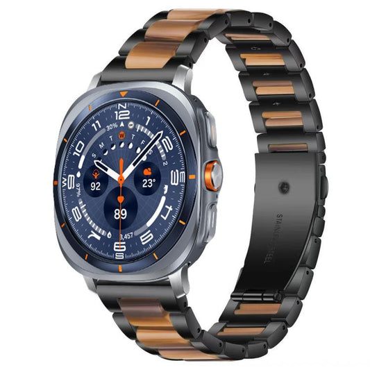 For Samsung Galaxy Watch Ultra/Ultra 2025 xDfind Three Beads Metal Resin Watch Band(Black Brown) by xDfind