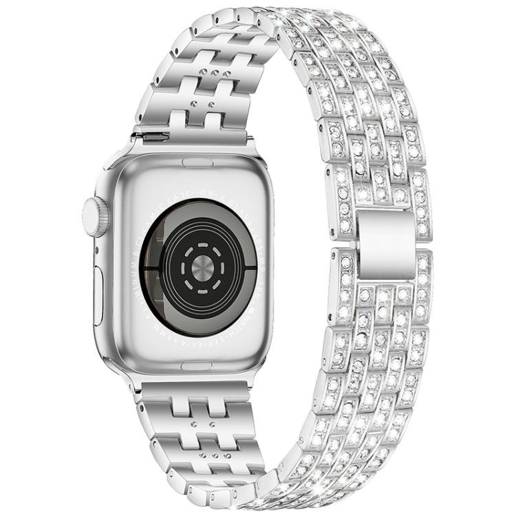 For Apple Watch 42 / 44 / 45 / 46 / 49mm xDfind Five Beads Full Diamond Metal Watch Band(Silver) by xDfind