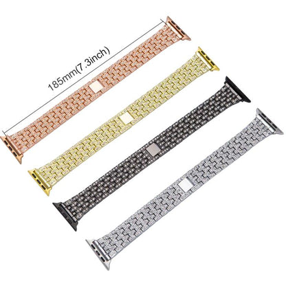 For Apple Watch 42 / 44 / 45 / 46 / 49mm xDfind Five Beads Full Diamond Metal Watch Band(Silver) by xDfind