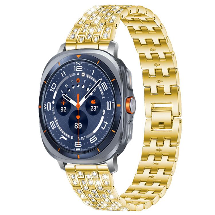 For Samsung Galaxy Watch Ultra/Ultra 2025 xDfind Five Beads Full Diamond Metal Watch Band(Gold) by xDfind