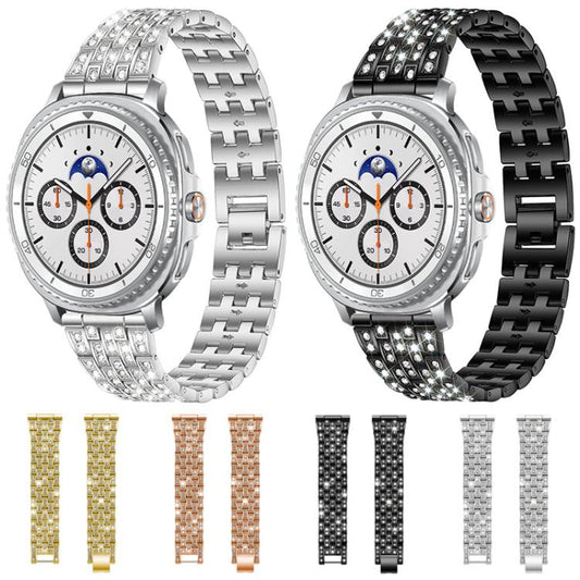 For Samsung Galaxy Watch Ultra/Ultra 2025 xDfind Five Beads Full Diamond Metal Watch Band(Rose Gold) by xDfind