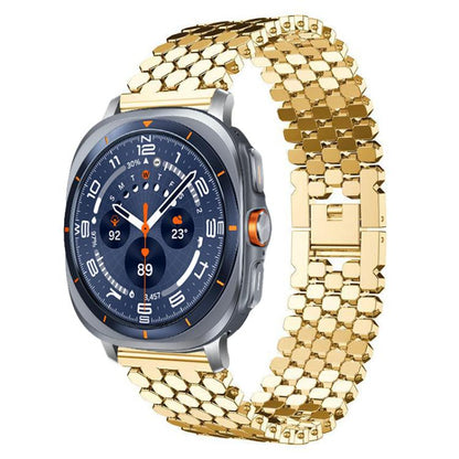 For Samsung Galaxy Watch Ultra/Ultra 2025 xDfind Fish Scale Texture Metal Watch Band(Gold) by xDfind