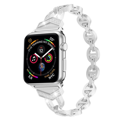For Apple Watch 42 / 44 / 45 / 46 / 49mm xDfind Diamond Stainless Steel Watch Band(Silver) by xDfind