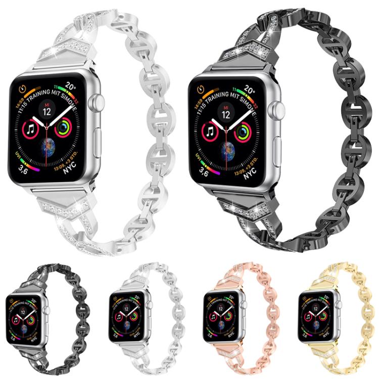 For Apple Watch 42 / 44 / 45 / 46 / 49mm xDfind Diamond Stainless Steel Watch Band(Silver) by xDfind