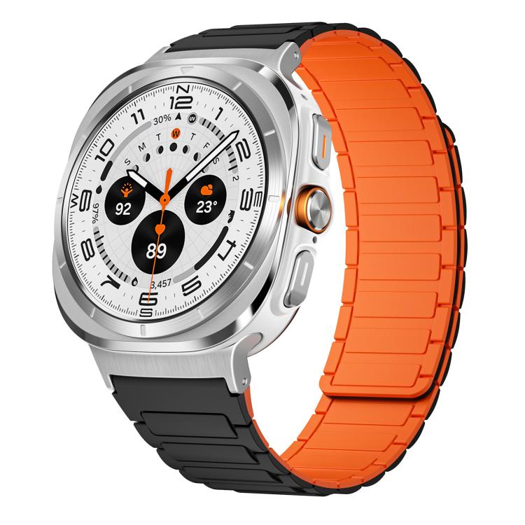 For Samsung Galaxy Watch Ultra / Ultra 2025 xDfind I-shaped Magnetic Silicone Watch Band(Black Orange) by xDfind