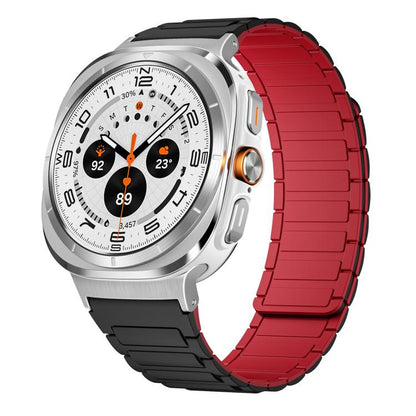 For Samsung Galaxy Watch Ultra / Ultra 2025 xDfind I-shaped Magnetic Silicone Watch Band(Black Wine Red) by xDfind