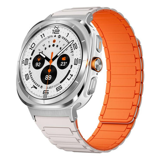 For Samsung Galaxy Watch Ultra / Ultra 2025 xDfind I-shaped Magnetic Silicone Watch Band(Starlight Orange) by xDfind