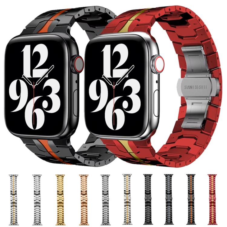 For Apple Watch 42 / 44 / 45 / 46 / 49mm xDfind Butterfly Buckle Stainless Steel Watch Band(Starlight Gold) by xDfind