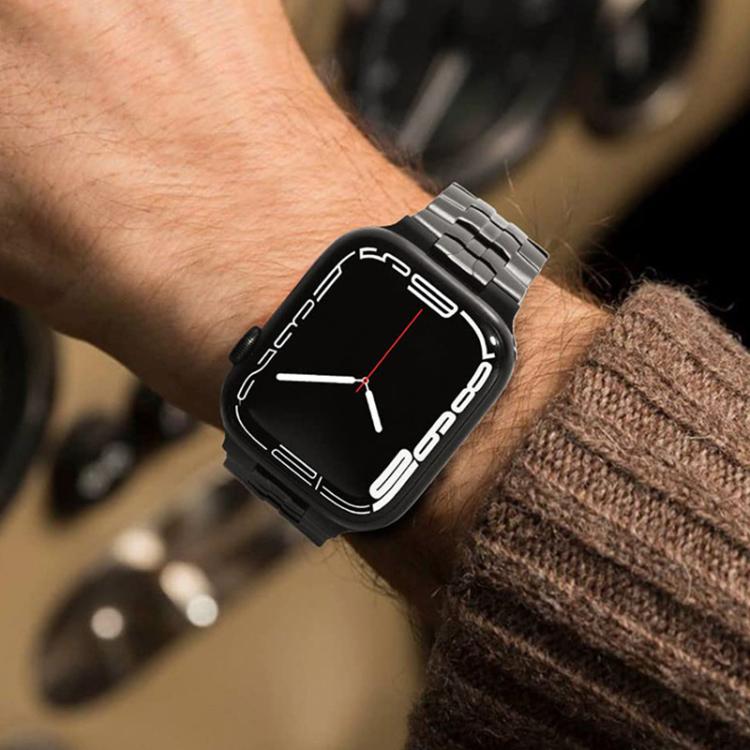 For Apple Watch 38 / 40 / 41 / S10 42mm xDfind Butterfly Buckle Stainless Steel Watch Band(Black Gold) by xDfind