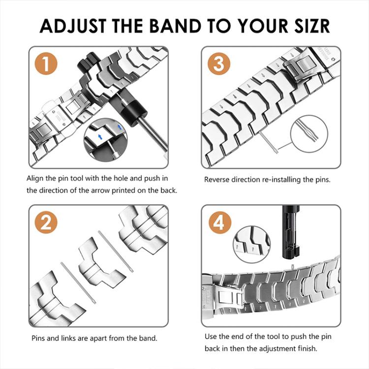 For Apple Watch 42 / 44 / 45 / 46 / 49mm xDfind Butterfly Buckle Stainless Steel Watch Band(Silver Gold) by xDfind