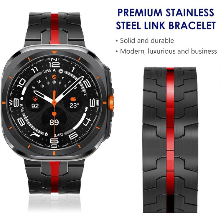 For Samsung Galaxy Watch8 / 8 Classic xDfind Butterfly Buckle Stainless Steel Watch Band(Black Red) by xDfind